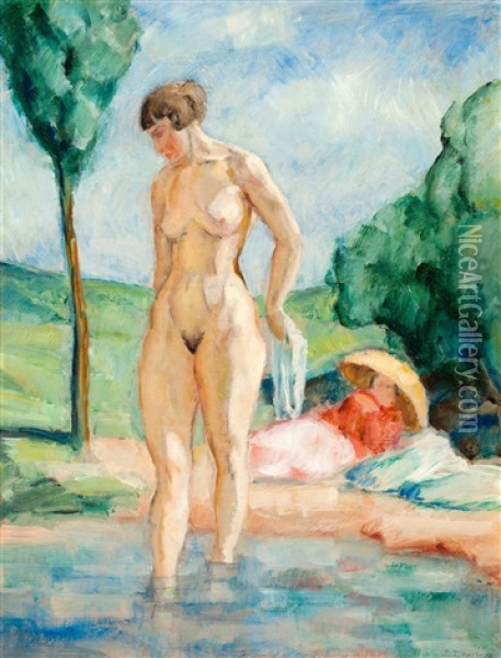 Badnymf Oil Painting - Ewald Dahlskog
