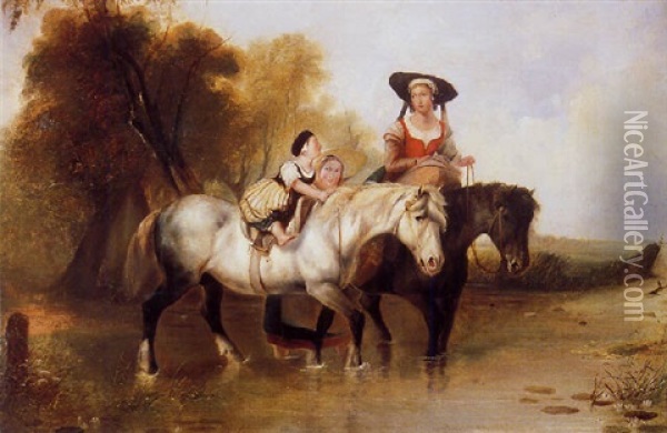 Horseback Riders Oil Painting - Alvan Fisher