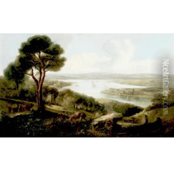 View Of South London Oil Painting - John Joseph (of Bath) Barker