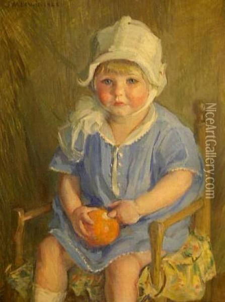 Baby's Portrait Oil Painting - James Lewis Caw