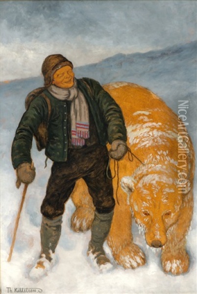 The Big Cat At Dovre Oil Painting - Theodor Kittelsen