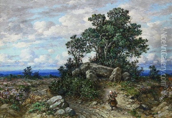 Landscape With Figure Oil Painting - Friedrich Arnold