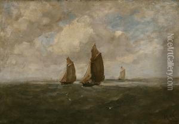 Dublin Bay Trawlers Oil Painting - Nathaniel R.H.A. Hone Ii,