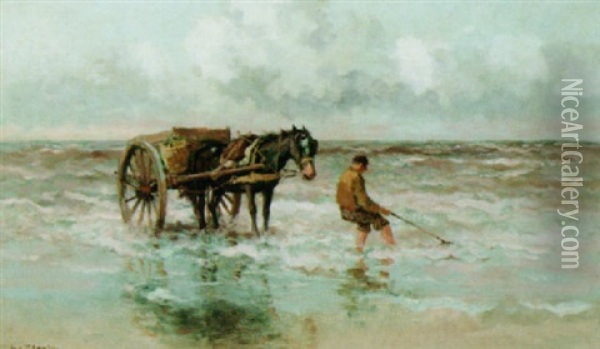 A Shell-fisher On The Beach Oil Painting - Willem George Frederik Jansen