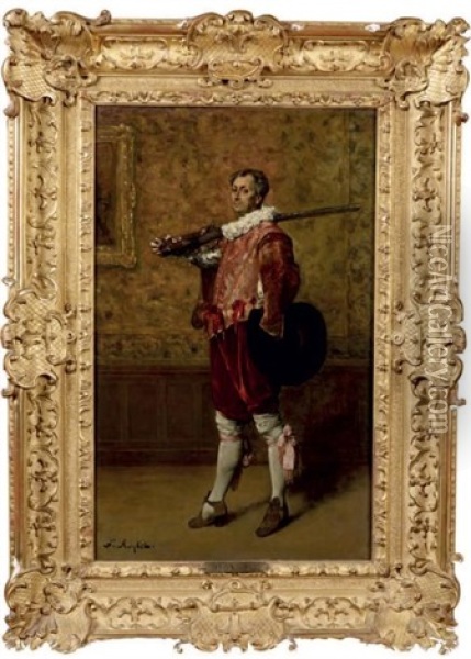 Un Mousquetaire Dans Un Interieur Oil Painting - Ferdinand Victor Leon Roybet