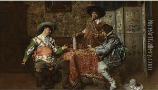 A Game Of Cards Oil Painting - Ferdinand Victor Leon Roybet