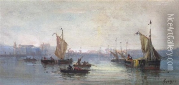 Im Hafen Von Marseille Oil Painting - Jean Louis Georges