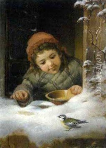 Der Kleine Wintergast Oil Painting - Johann Jakob Nueesch