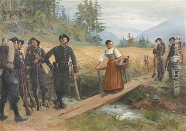 Chasseurs Alpins Oil Painting - Edouard Castres