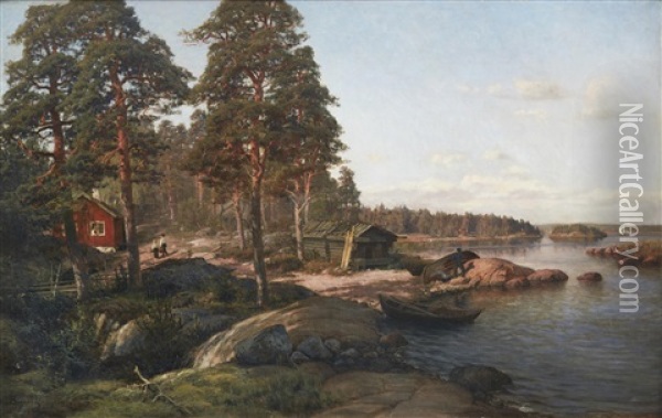 Summer Scene At Degero, Finland Oil Painting - Berndt Adolf Lindholm