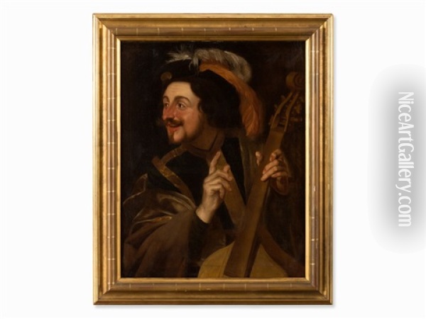 Man With Viola Da Gamba Oil Painting - Gerrit Van Honthorst