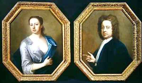 The Artist Hugh Howard 1675-1737 and his Wife Thomasine Langston Howard Oil Painting - Michael Dahl