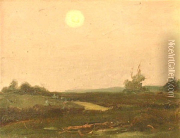 Petit Paysage Americain, Clair De Lune Oil Painting - Charles Henry Fromuth