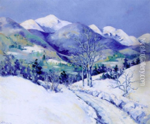 Snowy Landscape Oil Painting - Edward K. Williams
