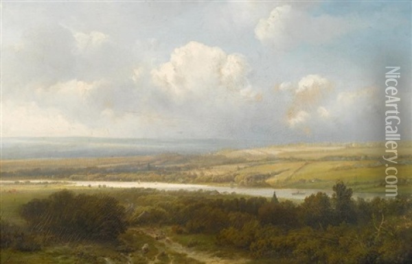 Dutch Summer Scene Oil Painting - Pieter Lodewijk Francisco Kluyver