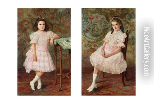Portrait D'une Fille (pair) Oil Painting - Albert Geudens