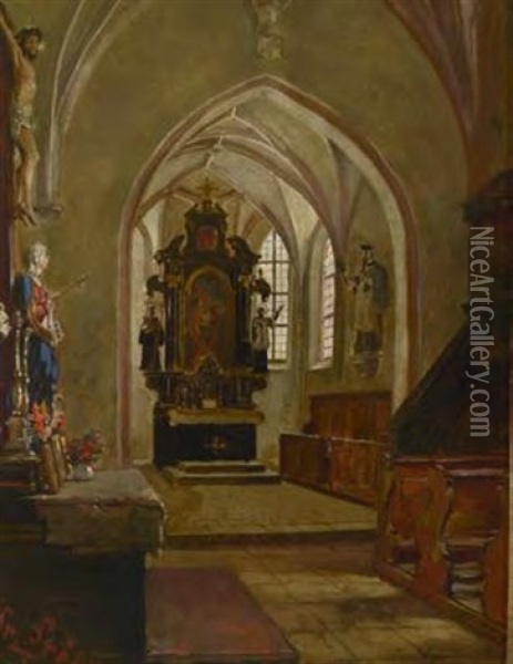 Blick In Den Chorraum Einer Kirche Oil Painting - Friedrich Anton Otto Prolss