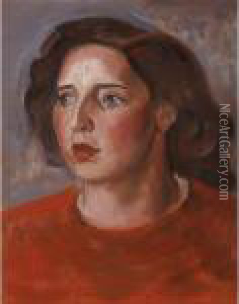 Portrait Of Elizabeth Lewsen Oil Painting - Bernard Meninsky