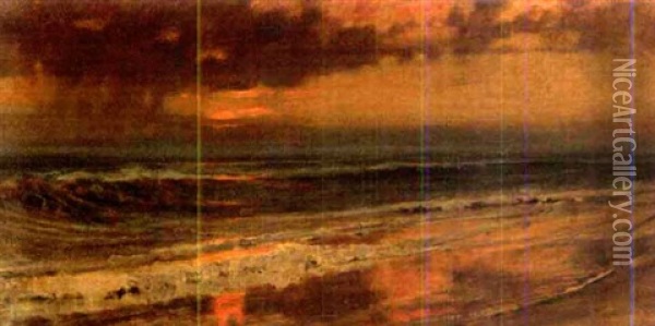 Seascape At Dawn Oil Painting - Frederick Arthur Bridgman