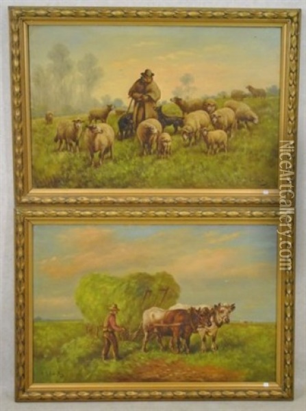 Scene Champetre (2 Works) Oil Painting - Paul Schouten