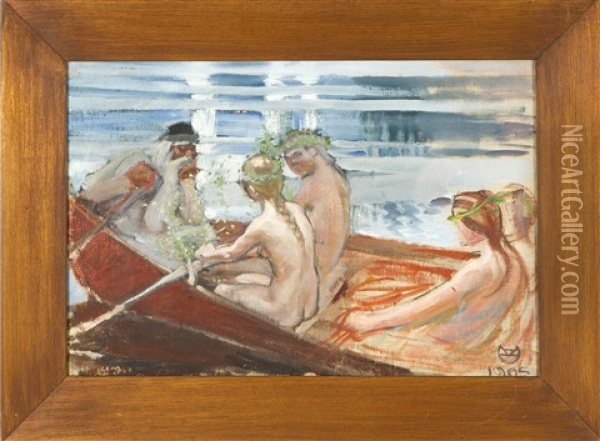 Vainamoinen With Maidens Oil Painting - Akseli Valdemar Gallen-Kallela
