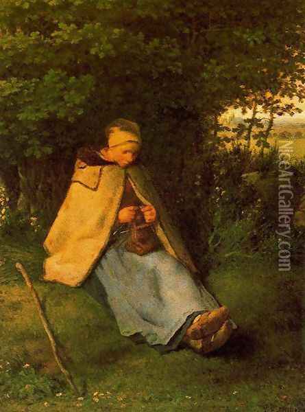 Woman making Cross-stitch Oil Painting - Jean-Francois Millet