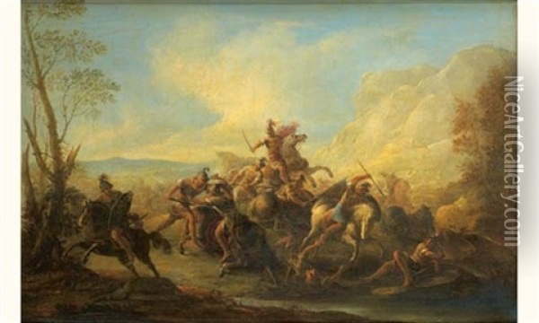 Scene De Bataille Oil Painting - Aniello Falcone