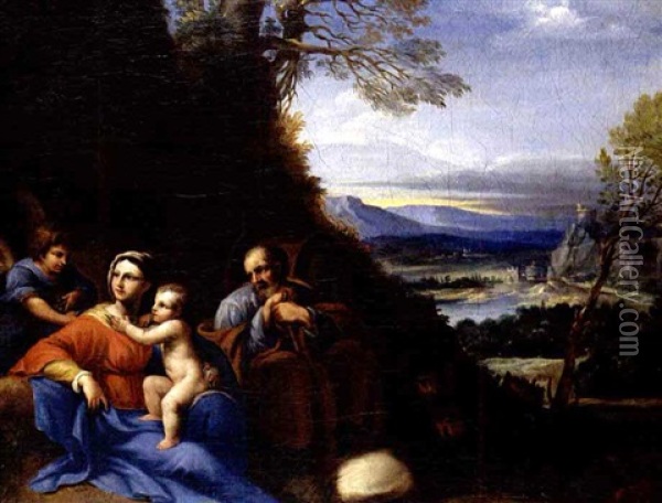 Rest On The Flight Into Egypt Oil Painting - Sisto Badalocchio