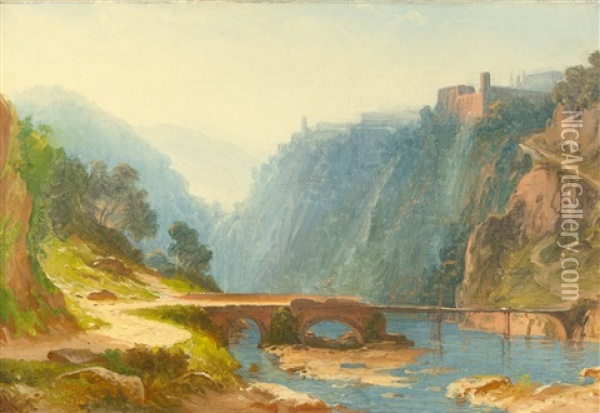 Blick Auf Tivoli Vom Tal Des Anio Oil Painting - Carl Morgenstern