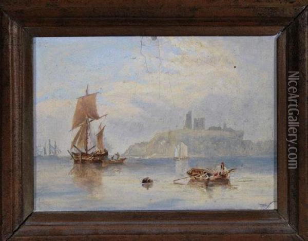 Shipping Becalmed Off Whitby Oil Painting - John Wilson Carmichael