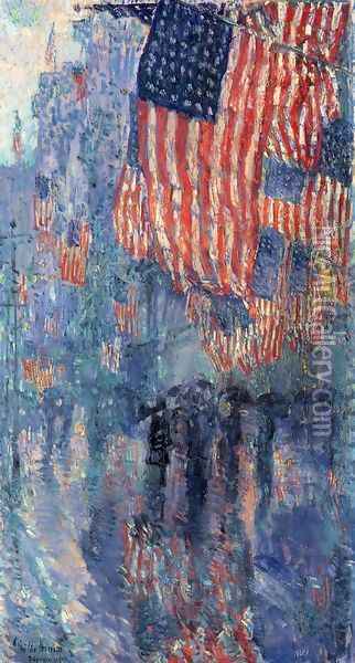 The Avenue in the Rain Oil Painting - Childe Hassam