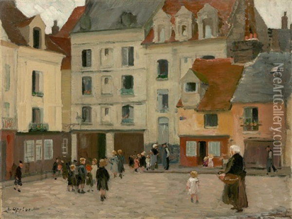 Platz In Dieppe Oil Painting - Ernst Oppler