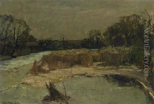 Fluslandschaft (innbucht Bei Rosenheim?) Oil Painting - Otto Miller-Diflo
