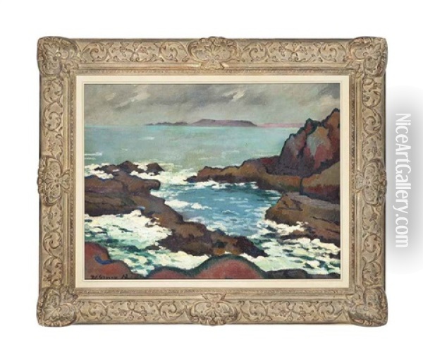 Seascape With Rocky Formations Oil Painting - Paul Elie Gernez