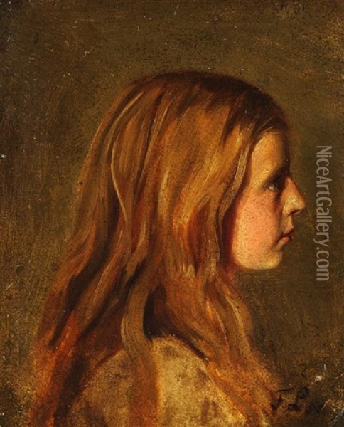 Portratstudie Eines Madchens Oil Painting - Franz Seraph von Lenbach