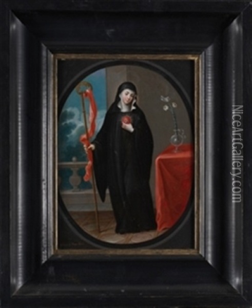 Santa Gertrudis Magna Oil Painting - Jose De Paez