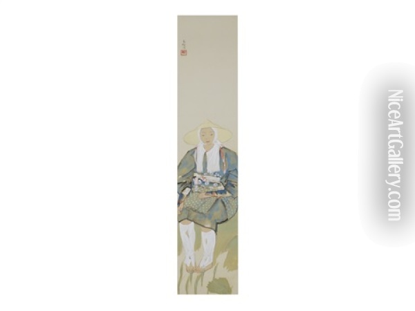 Figure Of Oharame Oil Painting - Bakusen Tsuchida