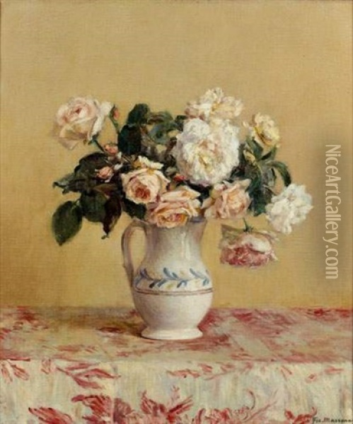 Bouquet De Roses Oil Painting - Pierre Felix Fix-Masseau