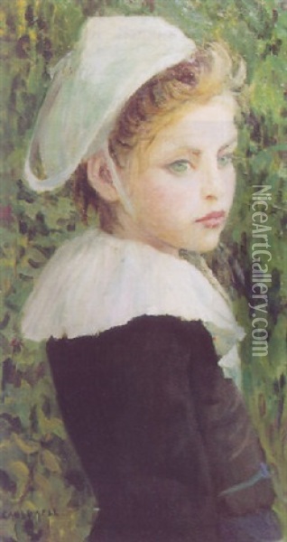 Jeune Bretonne En Costume De Fete Oil Painting - Leslie Giffen Cauldwell