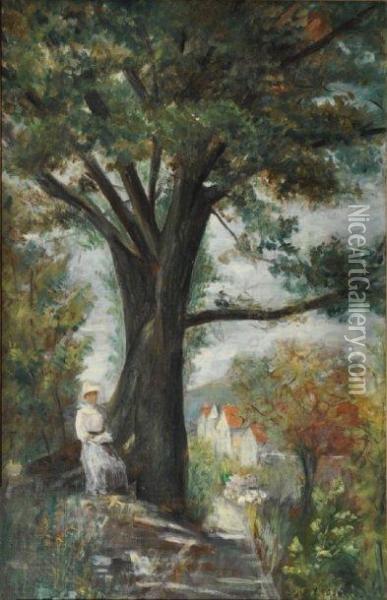 Femme Assise Au Pied D'un Arbre Oil Painting - Henri Emile Lessore