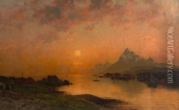 Sommernatt I Raftsundet Oil Painting - Adelsteen Normann