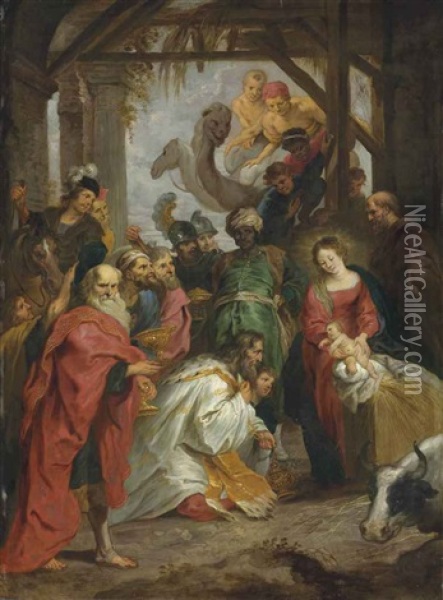 The Adoration Of The Magi Oil Painting - Willem van Herp the Elder
