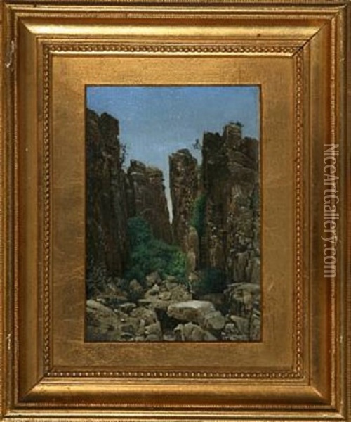 Randklove Skar, Bornholm Oil Painting - Josef Theodor Hansen