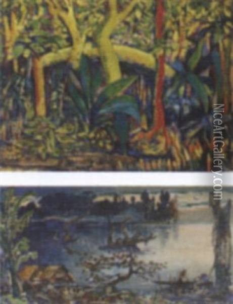 A Crocodile In The Jungle Oil Painting - Johannes Frederik Engelbert Ten Klooster