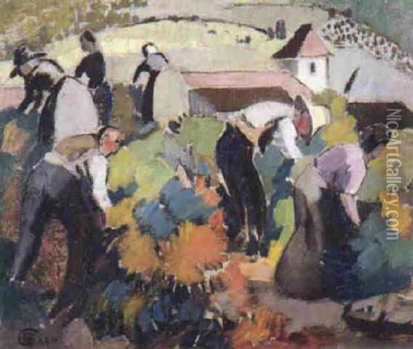 Les Vendanges (marcillac Lot) Oil Painting - Marcel Bach