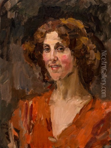 My Sophie, Blushing (circa 1918) Oil Painting - Isaac Israels
