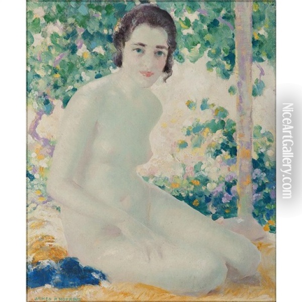 Seated Nude Oil Painting - Joseph (or James) R. Woodwell