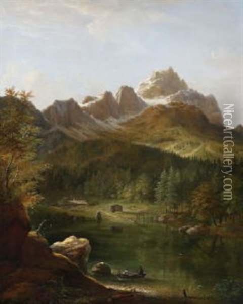 Oberssee Oil Painting - Johann Jakob Dorner the Younger