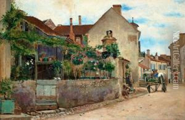 Street Scene From Vichy Oil Painting - Hjalmar Sandberg