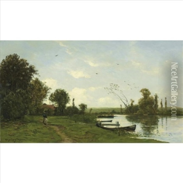 The Road By The River Oil Painting - Hippolyte Camille Delpy